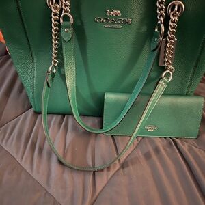 Coach Emerald Green Leather Shoulder Bag